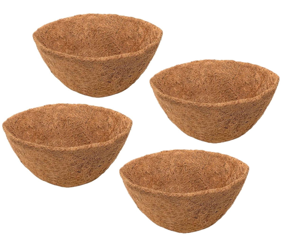 Casewin 8 inch Coco Liner Coco Fiber Goods Hanging basket Liner Replacement Natural Coconut Planter Basket for Flowers/Vegetables, Brown (Pack of 4)